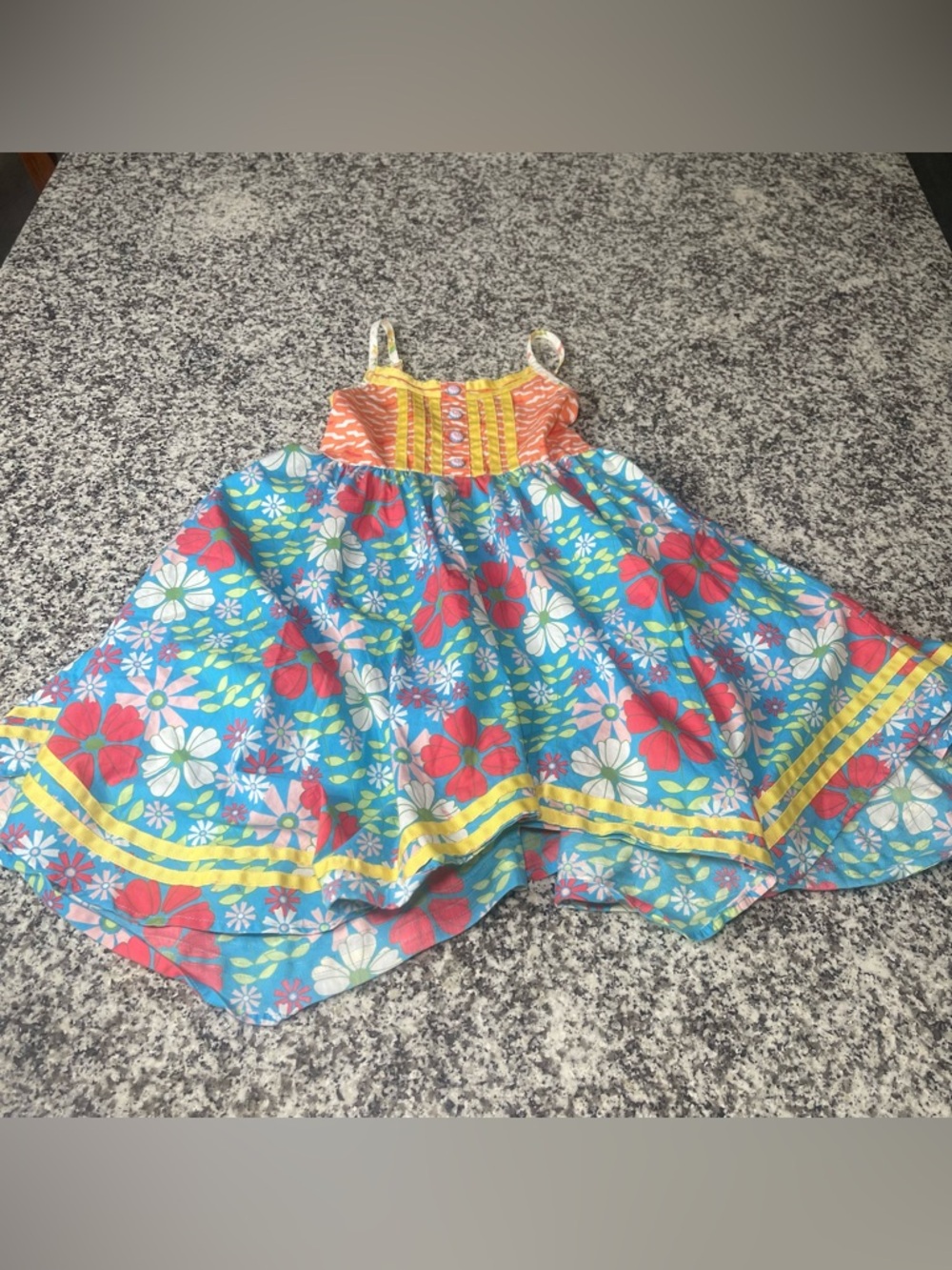 MATILDA JANE Hello Lovely Blue Floral Twirling Dress Girls 6 Elastic Back